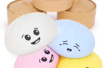 Toyland Squishy Bao Dumpling Sensory Fidget Toy with Plastic Steamer Box – Squeeze Toys for Kids – 1 Chosen At Random – Ages 3