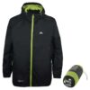 Trespass Adults Waterproof Jacket Qikpac – Lightweight Packaway Raincoat, 2 Zip Pockets, (Black) Sizes: S, M. L / With Prime