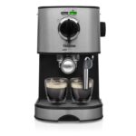 Tristar Pump Espresso Machine with Milk Frother, 2 Cups, 15 Bar, Compact, Silver & Black – CM-2275BS