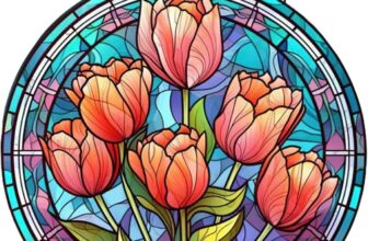 Tulip Window Sun Catcher – Stained Glass Style Acrylic Hanging Ornament with Metal Chain, Garden Suncatcher for Home Window Decor, Indoor Outdoor Hanging Decorations (Tulip)