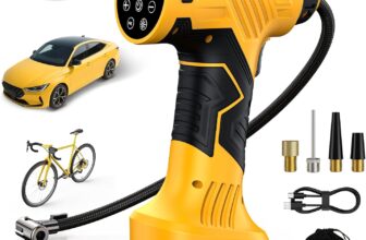 Tyre Inflator Air Compressor – USB Rechargeable Battery Tyre Pump, 22L/min Portable Car Accessories, Digital Cordless Electric Pump with LED Light, 4 Preset Modes for Car/Bike/Motorcycle/Ball