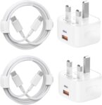 USB C Charger for iPhone 15 16 17 Charger, 2Pack 20W USB C and USB Dual Port Fast Charger Plug with 6FT USBC to C Cable for iPhone 17e/Air/17/16/15 Plus/Pro/Pro Max,iPad Pro/Air/Mini,Samsung and More