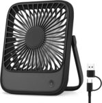 USB Desk Fan Small Desktop Table Fan Cooling 3 Speeds Silent Fans with 180 Tilt Folding, Powerful Hanging Adjustbale Mini Fans for Home Office Bedroom Car Camping, USB A/C Powered (No Rechargeable)