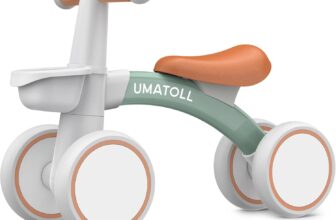 Umatoll Baby Balance Bike for 1 Year Old Boys Girls, 12-24 Months Toddler Balance Bike with Removable Basket, Adjustable Seat, 4 Wheels Infant Bike, First Birthday Gift