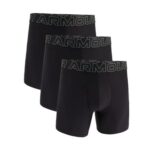 Under Armour Mens 3-Pack Performance Boxer Briefs, 6-Inseam, Black, M