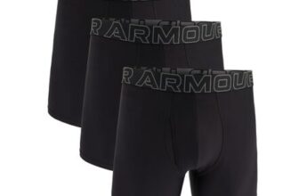 Under Armour Mens 3-Pack Performance Boxer Briefs, 6-Inseam, Black, M
