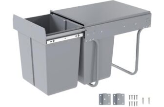 Under Cabinet Dual Compartment Waste Bin 20L20L, Recycling, Gray