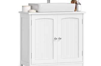 Under Sink Bathroom Cabinet with 2 Doors, Freestanding Storage Cabinet