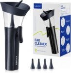 Upgraded Manual Ear Wax Removal Kit, One-Hand Control Ear Cleaner Earwax Remover, Ear Cleaning Kit with Effort-Saving Button, Ear Irrigation System with 4 Reusable Ear Tips for Home Ear Care, Blue