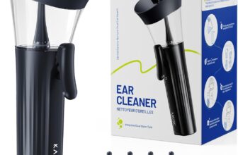 Upgraded Manual Ear Wax Removal Kit, One-Hand Control Ear Cleaner Earwax Remover, Ear Cleaning Kit with Effort-Saving Button, Ear Irrigation System with 4 Reusable Ear Tips for Home Ear Care, Blue