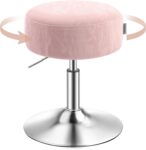 VASAGLE Dressing Table Stool, Height Adjustable Makeup Vanity Stool, 360Swivel, PU Upholstery, Thick Cushion, for Bedroom, Kitchen, Dining Room, Modern, Jelly Pink LJB120SA01