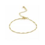 VEEDOFA 14K Gold Plated Singapore Chain Bracelet for Women