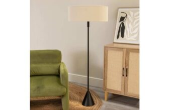 ValueLights Mitch Black Triangle Base Floor Lamp with Squat Shade