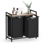 Vasgagle Laundry Basket, 92L 2-Compartment Laundry Hamper, Pull-Out and Removable Laundry Bags, 2 x 46L, 73 x 33 x 72 cm