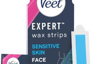 Veet Expert Facial Wax Strips for Women, 40 Count 4 Finish Wipes, Sensitive Skin Remover with Almond Oil, Dermatologically Tested, Effective Face Solution