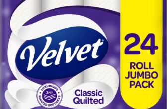 Velvet Classic Quilted Toilet Tissue 24 Rolls – Luxuriously Soft, Strong and Absorbent Toilet Roll – Jumbo Bulk Pack 24 Rolls – 3-ply – White