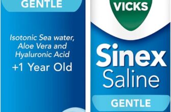 Vicks Sinex Gentle Saline Nasal Spray, 120ml – 3-in-1 Action: Cleans, Removes Mucus & Helps to Moisturize and Hydrate, with Isotonic Sea Water, Aloe Vera and Hyaluronic Acid Suitable from 1 Year