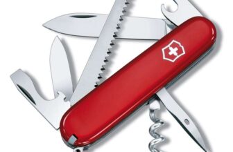 Victorinox Camper Swiss Army Pocket Knife, Medium, Multi Tool, 13 Functions, Blade, Wood Saw, Red