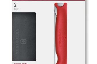 Victorinox Swiss Classic Foldable Picnic Knife and Cutting Board, for Fruit, Vegetables, Bread Rolls, Serrated Edge, Extra Sharp, Red