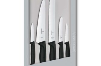 Victorinox Swiss Classic Kitchen Knife Set, Cooking Knives, Set of 5, Extra Sharp Blades, Swiss Made, Black (Prime Day Deal)