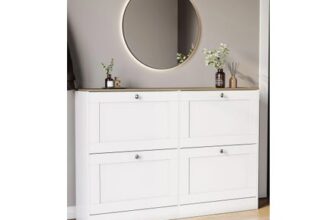 Vida Designs 4 Drawer Shoe Cabinet Flip down Shoe Storage Organizer