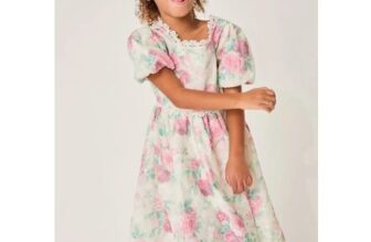 Viola Rose Print Broderie Trim Dress Multi