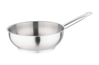 Vogue M947 Stainless Steel Saute Pan 200mm Induction Frying Kitchen Cookware, Silver