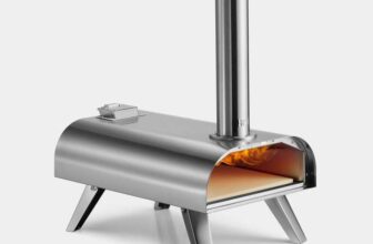 VonHaus Pizza Oven with Stone, Stainless Steel, Pellet Fuelled, Removable Chimney, Foldable Legs w/ Discount for Carers