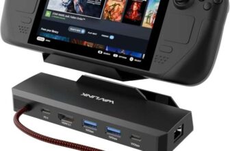WAVLINK Steam Deck Dock, 6-IN-1 Docking Station for Steam Deck/ROG Ally with 4K144Hz HDMI 2.1, 100W PD IN, 3x 10G USB 3.2, Gigabit RJ45