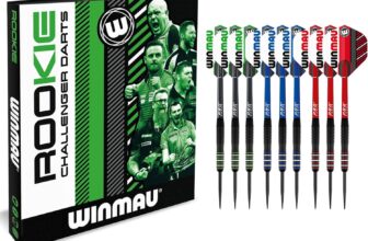 WINMAU Darts Rookie 20g Professional Darts Set Brass Dart Barrels Prism Zeta Flights, Pro Force Shafts & Bar Wallet Red, Blue or Green Choose 1 Set or 3 Pack – Amazon Exclusive