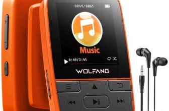 WOLFANG MP3 Player with Bluetooth 5.2, Sports Clip, Mini Size, HiF FM Radio, Voice Recorder, Earphones Included Orange/Blue – Prime Deal
