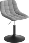 WOLTU Dressing Table Stool Swivel Modern Vanity Chair, Height Adjustable Bedroom Chairs and Stools, Breakfast Bar Stool for Kitchen Counter Desk Bedroom, Velvet, Light Grey
