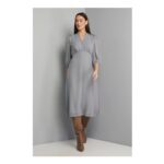 Wallis Dobby Pleat Detail Button Midi Dress