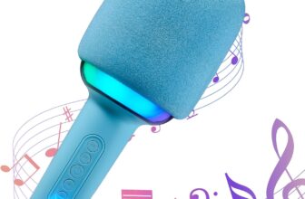 Warmiehomy Kids Microphones Portable Karaoke Microphone for Girls Variable Sound for Kids with LED Lights Wireless Bluetooth Microphone Speaker Home KTV Singing Player Girls Boys Gifts Blue