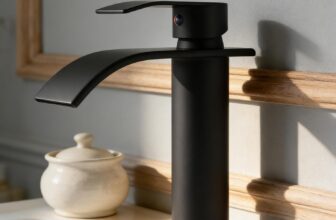 Waterfall Spout Bathroom Sink Mixer Taps,Single Handle Basin Mixer Tap, Lavatory Vessel Faucet,Stainless Steel,Matte Black Vanity Tap