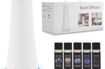 Waterless Diffuser with 5 20ml Hotel Fragrance Essential Oil, 7 Lights and Breathing Lights Modes,Max Coverage 1500 Square.Home,Offices,Hotels and Spas160ml