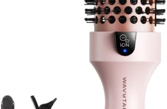 Wavytalk Thermal Brush, Blowout Boost Ionic Round Heated Hot Brush, to Make Hair Smoother & Shinier, Easy to Use, Not for Blow Drying, 38mm Barrel, 5 Temperature Settings, Dual Voltage, UK Plug, Pink