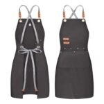 Wdsilkbo Black Waterproof Apron for Men and Women, 3 Pockets