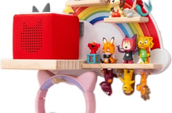WeMa Tonie Shelf Rainbow – Wall Shelf for Toniebox & Figures – space for up to 20 Tonie Figures & Headphones – magnetic Toniebox Shelf for Girls & Boys