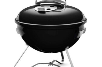 Weber Smokey Joe Charcoal Barbecue/Portable Design, Porcelain-Enamelled Lid & Bowl, 37 cm Cooking Surface, Black