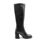 Wheres That from Black Zhuri Block Heel Knee High Boots