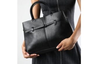 Wheres That from Flores Black Luxury Structured Leather Tote Bag
