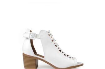Wheres That from White Pu Reydah mid Block Heel Sandals