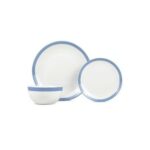 White & Blue Stripe Dinner Set – 12 Piece