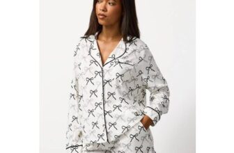 White Bow Print Modal Traditional Shortie Pyjama