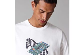 White Circuit Print Zebra T-Shirt