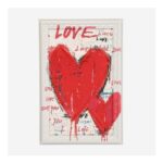 White & Red Heart Theme Wall Art 47x31cm