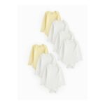 White & Yellow Long Sleeve Bodysuit 7 Pack (Newborn to 24 Months)