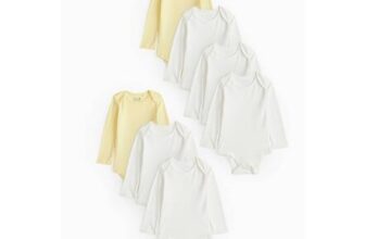 White & Yellow Long Sleeve Bodysuit 7 Pack (Newborn to 24 Months)