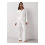 Wide Leg Pyjama Set – White